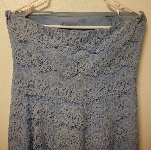 👗 Forever 21 Blue Strapless Floral Lace Dress Size Large - Picture 6 of 14